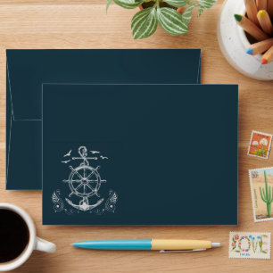 Nautical themed design with ocean scenery envelope