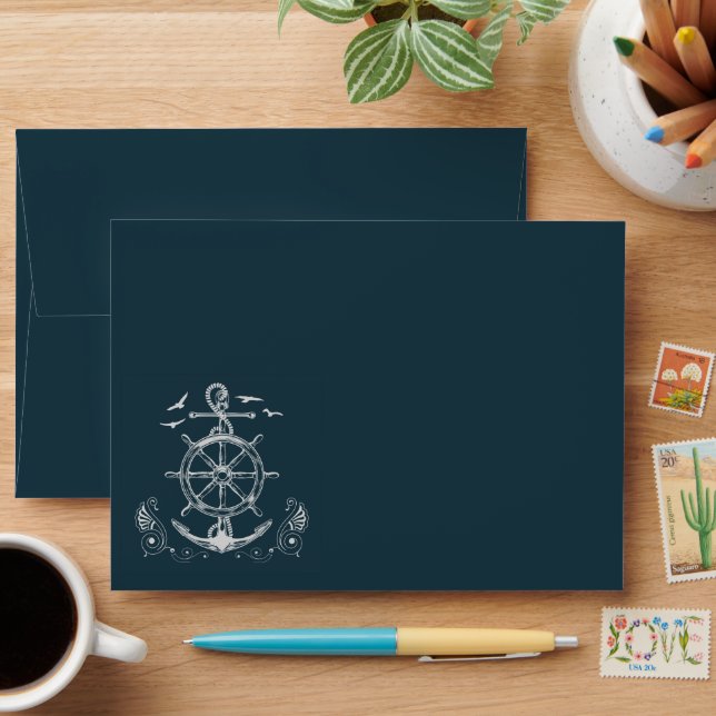Nautical themed design with ocean scenery envelope (Desk)