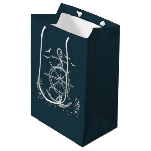Nautical themed design with ocean scenery medium gift bag