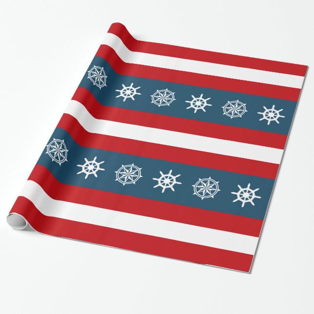 Nautical themed design wrapping paper (Unrolled)