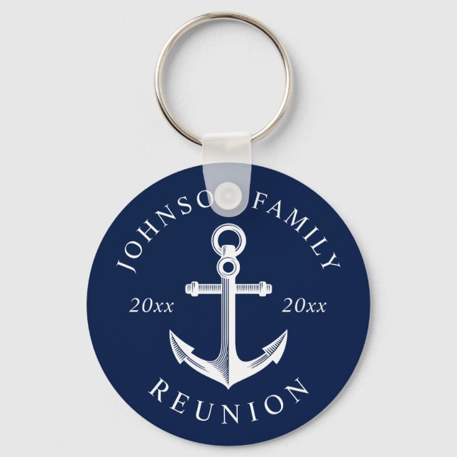 Nautical Themed Family Reunion Anchor Key Ring (Front)