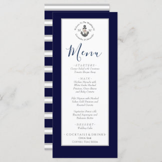 Nautical-Themed Floral Anchor White Navy Blue Menu