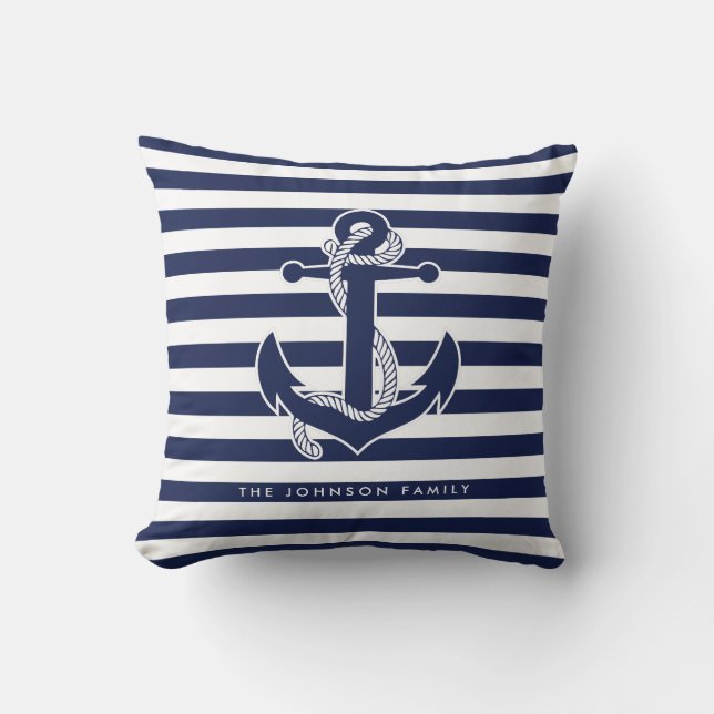 Nautical Themed Gifts Throw Pillows Personalised (Front)