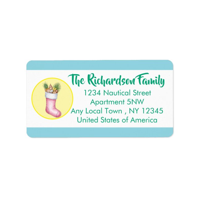 Nautical Themed Holiday Card Label (Front)