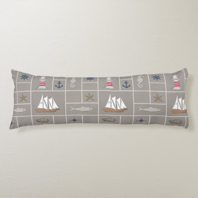 Nautical themed illustration body cushion (Front)