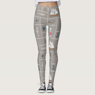 Nautical themed illustration leggings
