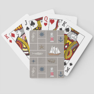 Nautical themed illustration playing cards