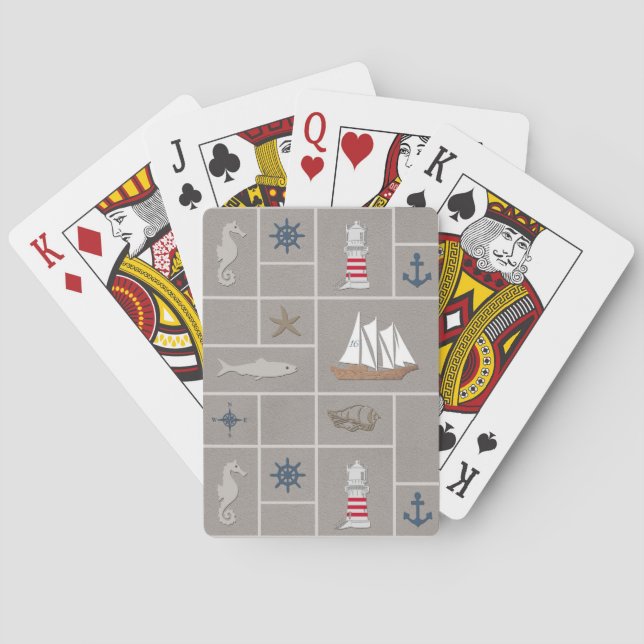 Nautical themed illustration playing cards (Back)