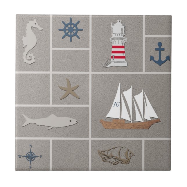 Nautical themed illustration tile (Front)