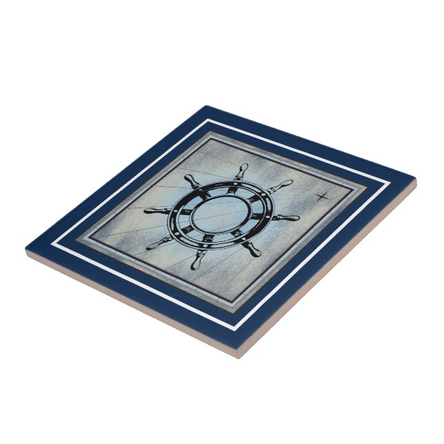 Nautical Themed Navy Ceramic Tile (Side)
