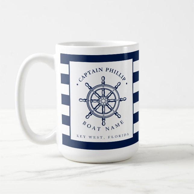 Nautical Themed Sailboat Captain Coffee Mug (Left)