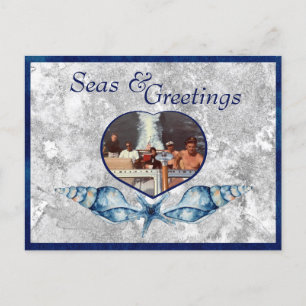 Nautical-themed Seas & Greetings Holiday Postcard