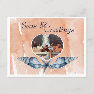 Nautical-themed Seas & Greetings Holiday Postcard