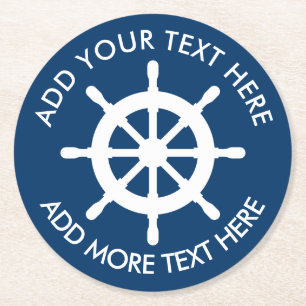 Nautical themed ship wheel custom paper coasters