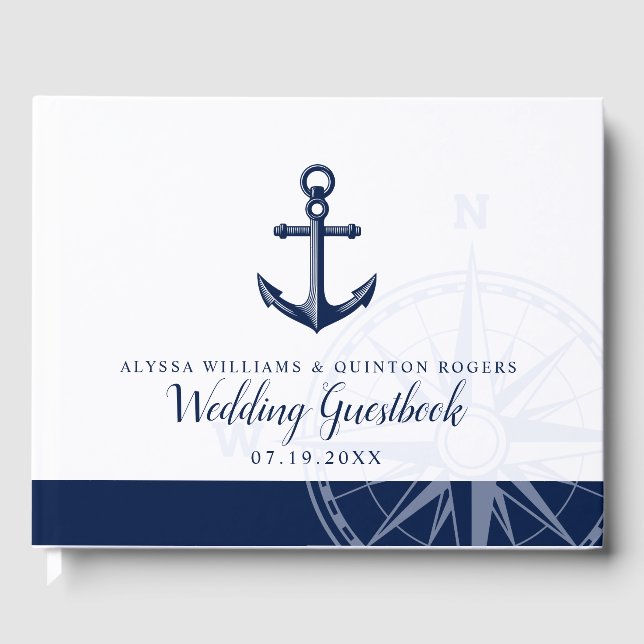 Nautical Themed | Vintage Anchor Wedding Guest Book (Front)
