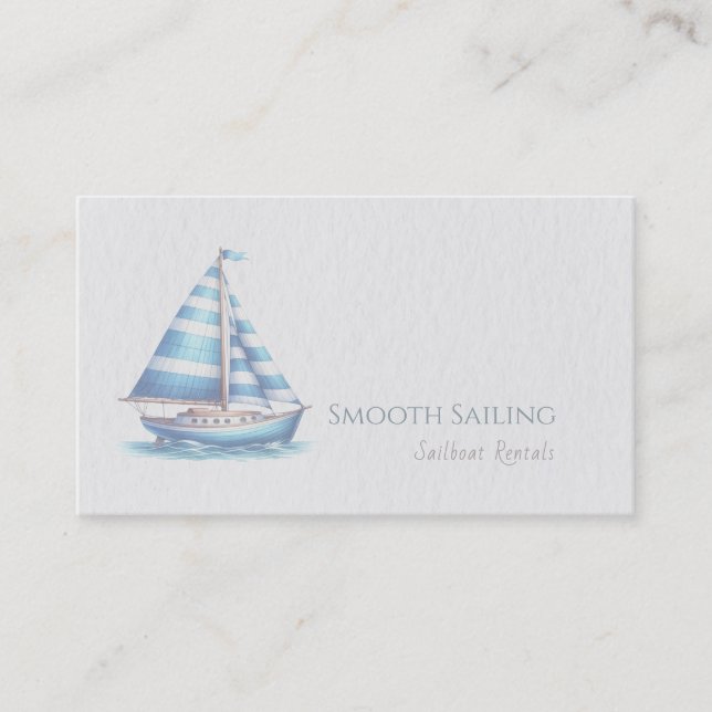 Nautical Themed | Watercolor Sailboat Business Card (Front)