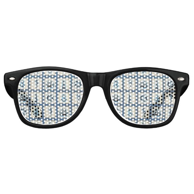 Nautical Tiles | Blue Lighthouse Anchor Ship Wheel Retro Sunglasses (Front)