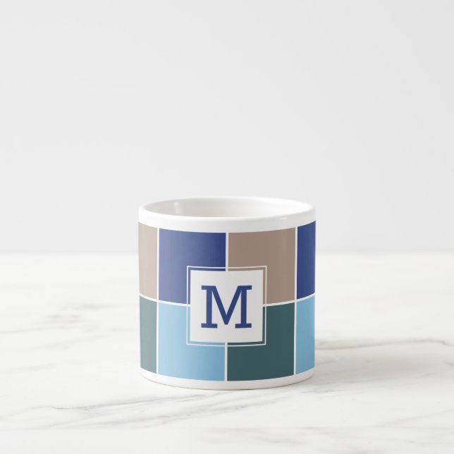 Nautical Tiles custom monogram espresso mug (Front)