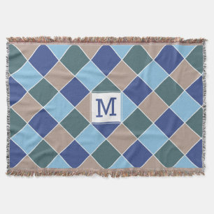 Nautical Tiles custom monogram throw blanket