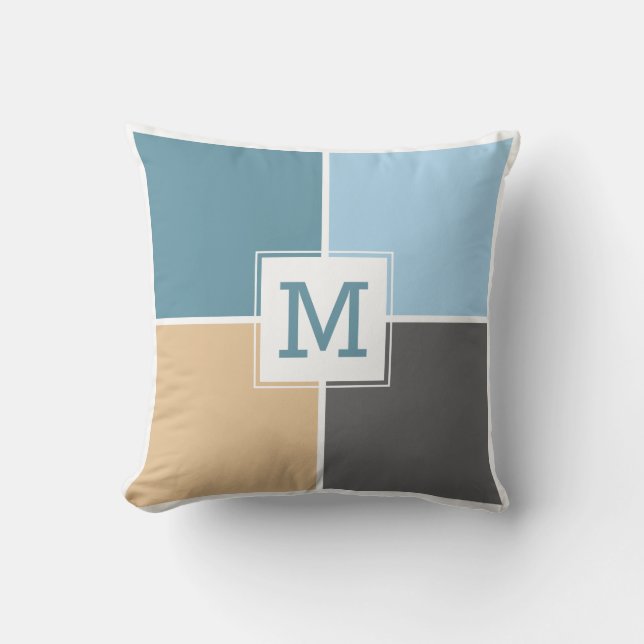 Nautical Tiles custom monogram throw pillow (Front)