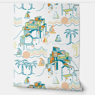Nautical Town Print Wallpaper