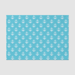Nautical Turquoise and White Anchor Pattern Tissue Paper