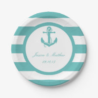 Nautical Turquoise Stripe Anchor Wedding