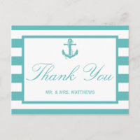 Nautical Turquoise Stripe Anchor Wedding