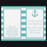 Nautical Turquoise Stripe Anchor Wedding Program<br><div class="desc">The nautical anchor turquoise stripe wedding collection is perfect for any couple planning a romantic marriage by the sea. 
 
  VIEW MATCHING ITEMS FOR THIS COLLECTION</div>