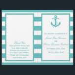 Nautical Turquoise Stripe Anchor Wedding Program<br><div class="desc">The nautical anchor turquoise stripe wedding collection is perfect for any couple planning a romantic marriage by the sea. 
 
  VIEW MATCHING ITEMS FOR THIS COLLECTION</div>