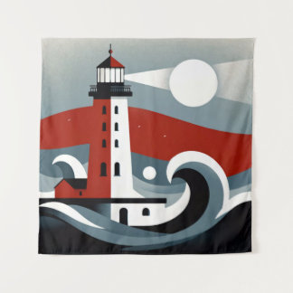 Nautical Twilight in Modernist Waves Tapestry