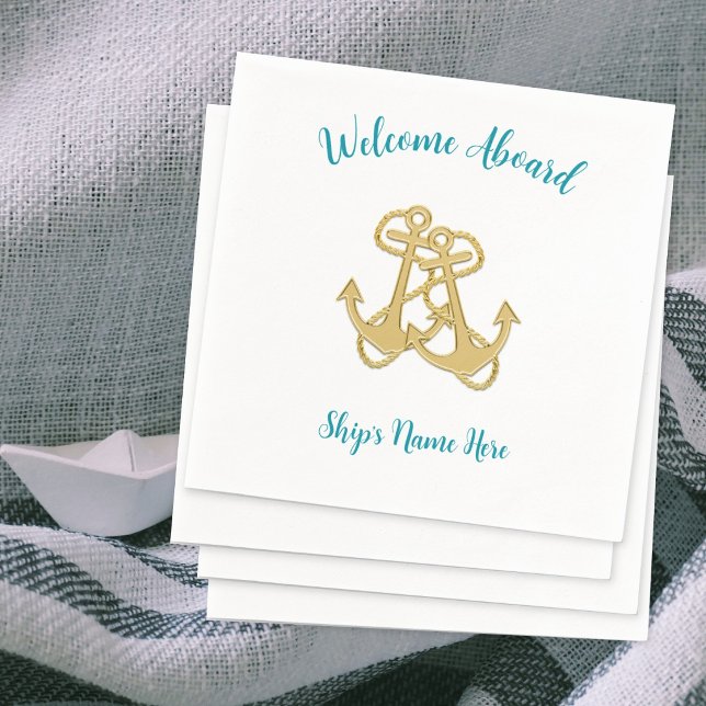  Nautical Two Anchors Welcome Aboard Galley Napkin (Creator Uploaded)