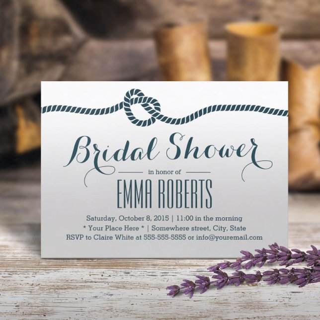 Nautical Tying the Knot Navy Bridal Shower Invitation (Creator Uploaded)