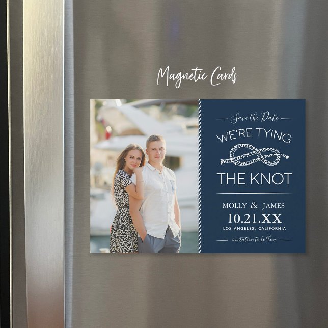 Nautical Tying the Knot Photo Save the Date Magnet (Creator Uploaded)