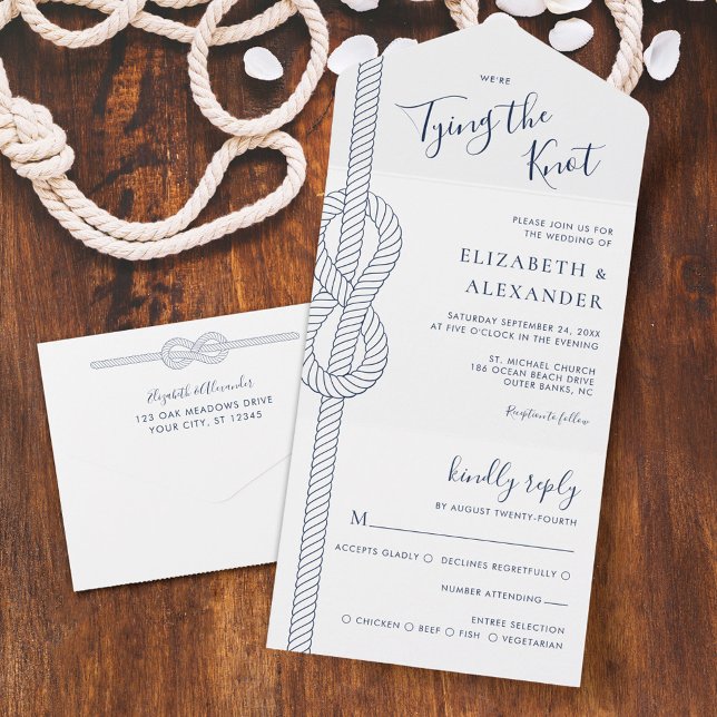 Nautical Tying The Knot Rope Wedding All In One Invitation (Creator Uploaded)