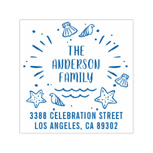 Nautical Typography Family Name Return Address Self-inking Stamp