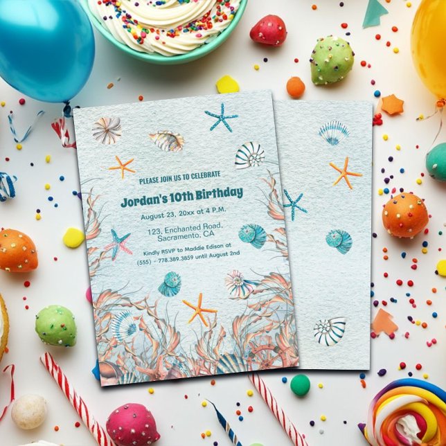 Nautical Under the Sea 10th Birthday Invitation (Creator Uploaded)