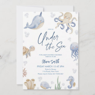 Nautical Under The Sea Baby Shower Invitation