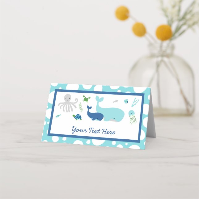 Nautical Under The Sea Baby Shower Place Card (Front)