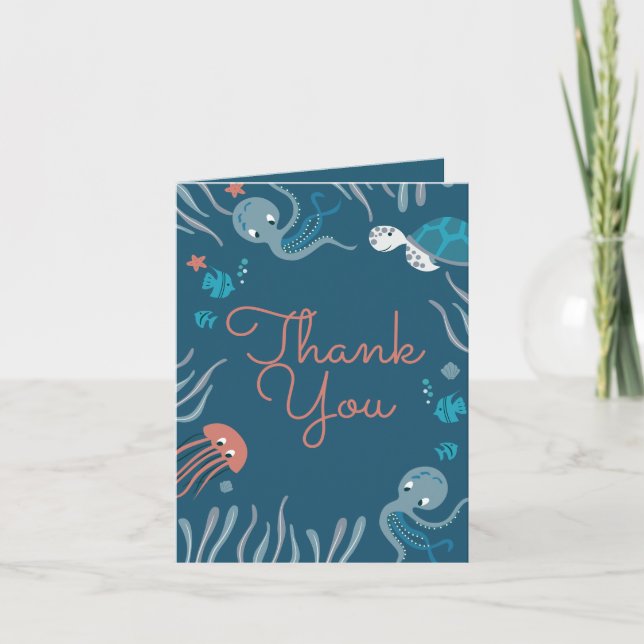 Nautical Under The Sea Baby Shower Thank You Card (Front)