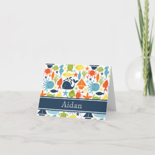 Nautical, Under the Sea Personalised Thank You Note Card