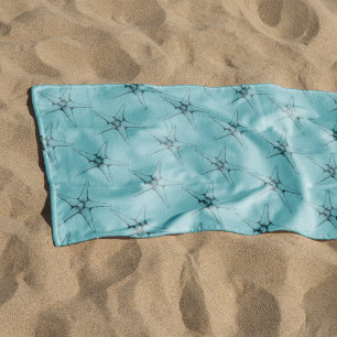 Nautical undersea modern starfish pattern blue beach towel