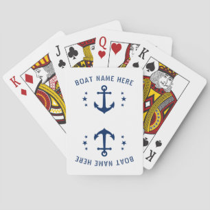 Nautical Vintage Anchor Boat Name White Blue Playing Cards