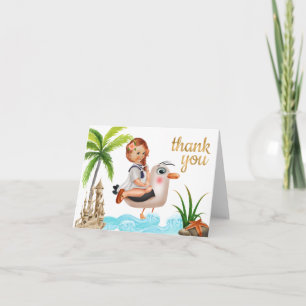 Nautical Vintage Baby Girl Shower Thank You Card