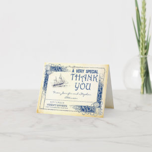 nautical vintage boat thank you cards
