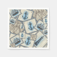 Nautical vintage collage sailing illustration map