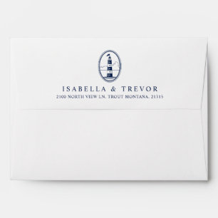 Nautical Vintage Lighthouse Striped Pre-Adressed Envelope