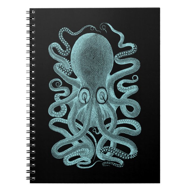 Nautical Vintage Marine Sea Octopus Notebook (Front)