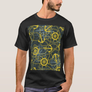 Nautical vintage pattern, anchor and map. T-Shirt