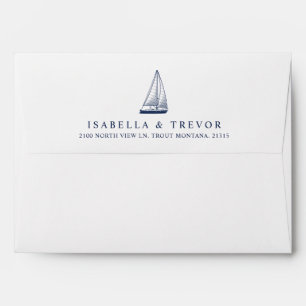 Nautical Vintage Sailboat Striped Pre-Adressed Envelope